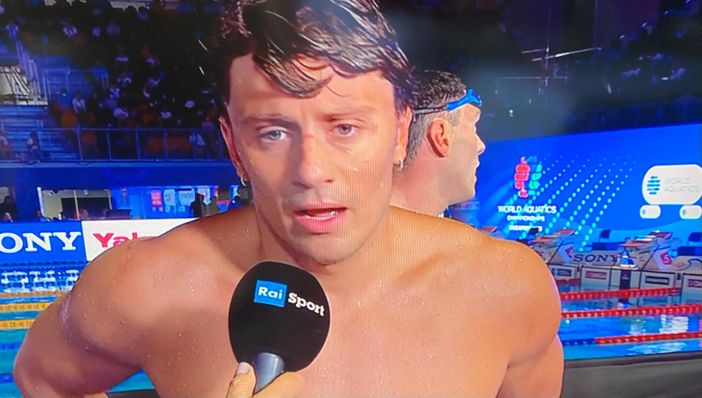 Nicolò Martinenghi dopo la semifinale dei 50 rana Nicolò Martinenghi dopo la semifinale dei 50 rana