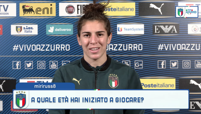 Una screenshot dalla video intervista di Valentina Bergamaschi pubblicata sulla pagina Facebook ufficiale della Nazionale femminile di calcio