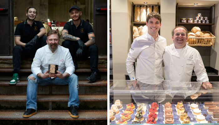 A sinistra, Fabio Longhin e i suoi collaboratori. A destra, Denis Buosi con suo figlio Andrea A sinistra, Fabio Longhin e i suoi collaboratori. A destra, Denis Buosi con suo figlio Andrea