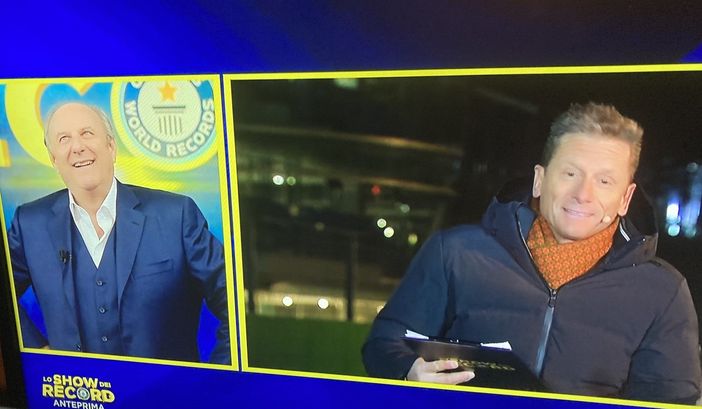 Gerry Scotti e Umberto Pelizzari ieri sera su Canale 5