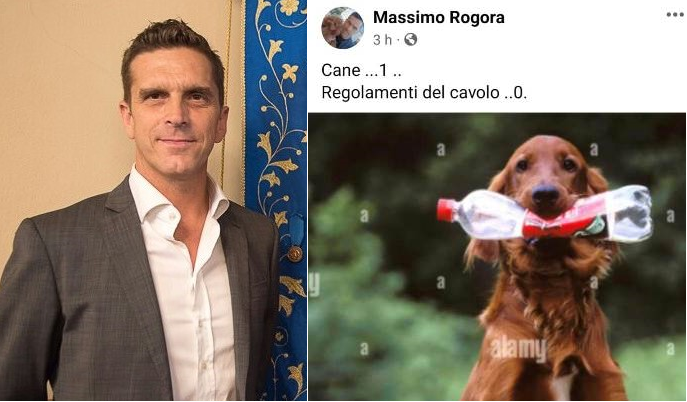 Massimo Rogora e il post con il cane