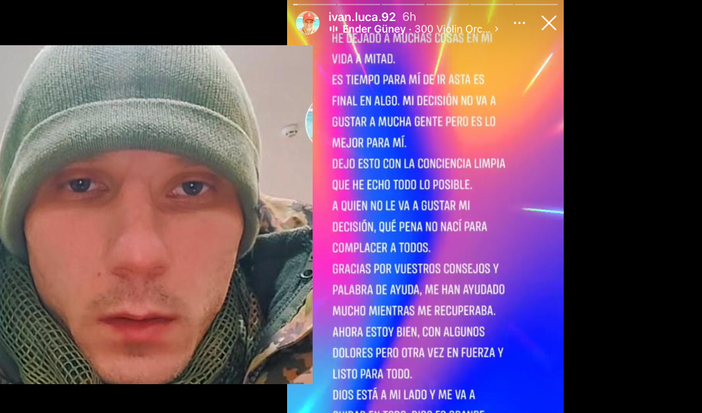 Ivan e la sua ultima storia su Instagram