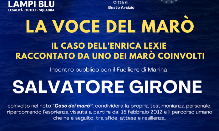 La voce del marò: a Busto l’incontro pubblico con Salvatore Girone La voce del marò: a Busto l’incontro pubblico con Salvatore Girone