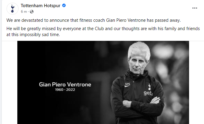 Lutto nel mondo del calcio: è morto "il marine" Giampiero Ventrone, storico preparatore atletico della Juve. Aveva 62 anni Lutto nel mondo del calcio: è morto "il marine" Giampiero Ventrone, storico preparatore atletico della Juve. Aveva 62 anni