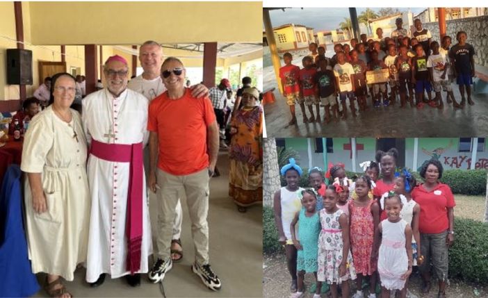 Suor Marcella parte per il Madagascar. A lato i ragazzi di Haiti