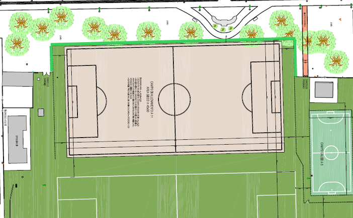 Un'immagine dell'ampliamento previsto al campo di calcio comunale