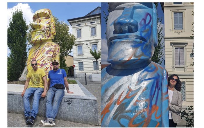 VIDEO. Svettano a Busto i quattro Moai degli Urbansolid
