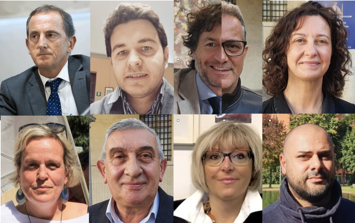 In alto a sinistra il sindaco Antonelli. Poi, in senso orario, Folegani, Mariani e Albani (una casella per due), Maffioli, Sabba, Colombo, Cislaghi, Reguzzoni In alto a sinistra il sindaco Antonelli. Poi, in senso orario, Folegani, Mariani e Albani (una casella per due), Maffioli, Sabba, Colombo, Cislaghi, Reguzzoni