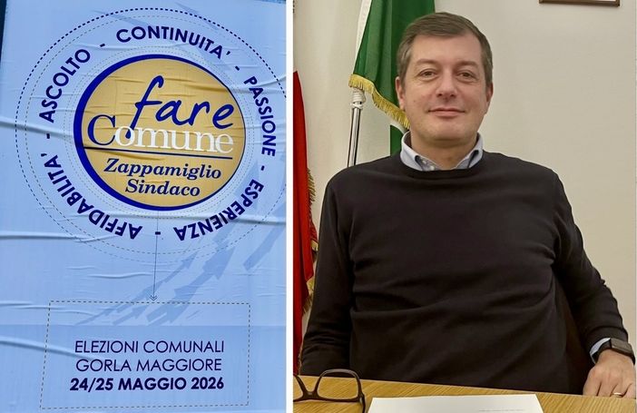 I manifesti in piazza Martiri della Libertà e il sindaco Pietro Zappamiglio
