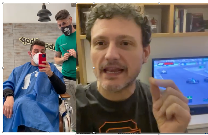 Pisani dal barbiere, Sandrini che gli fa gli auguri di compleanno