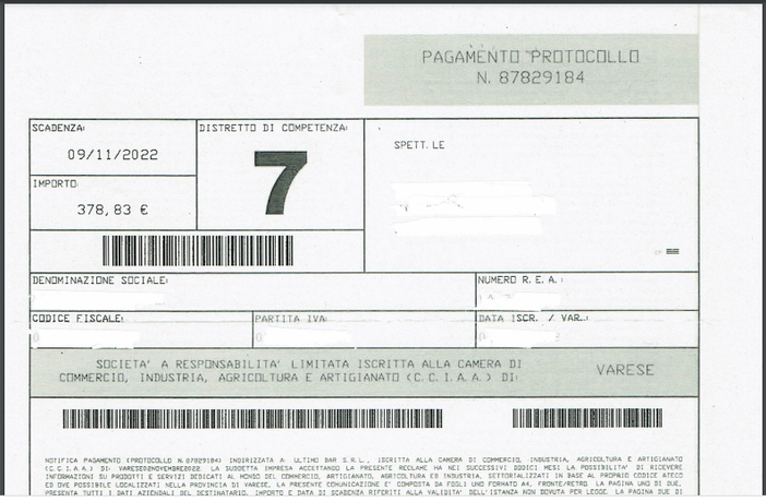 Uno dei bollettini ingannevoli denunciati dalla Camera di Commercio di Varese Uno dei bollettini ingannevoli denunciati dalla Camera di Commercio di Varese