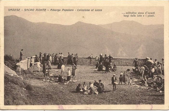 Pic nic al Sacro Monte di Varese in una foto d'epoca Pic nic al Sacro Monte di Varese in una foto d'epoca