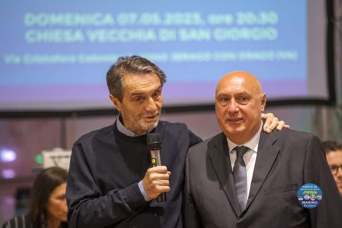 Salvatore Marino, a destra, con il governatore Attilio Fontana