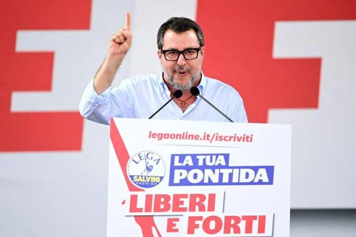 Matteo Salvini a Pontida 2025 (foto adnkronos)