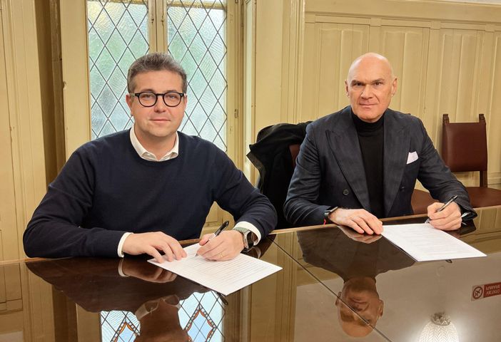 Il sindaco Andrea Cassani con Bruno Paneghini, presidente di Its Incom Il sindaco Andrea Cassani con Bruno Paneghini, presidente di Its Incom