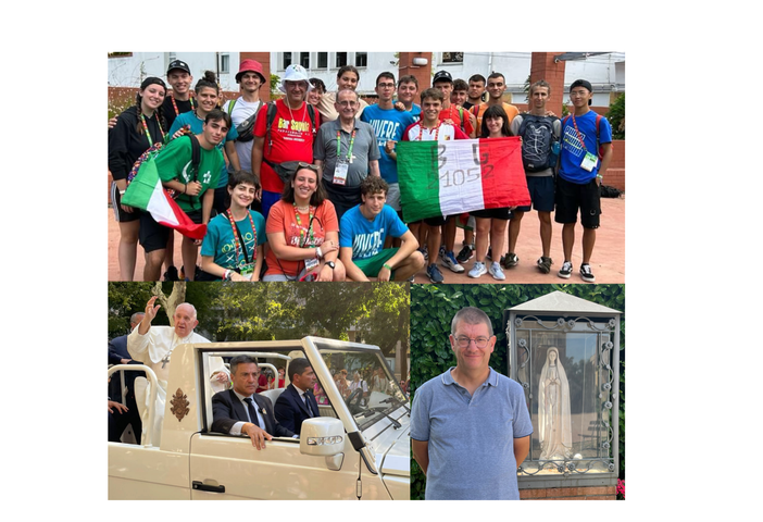 I ragazzi, con l'arcivescovo Delpini e il passaggio del Papa - foto per cortesia di don Gianluca Tognon