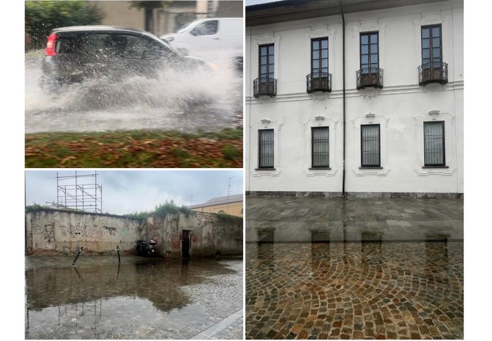 Sopra viale Pirandello, sotto via Pozzi. A lato, Palazzo Cicogna si specchia