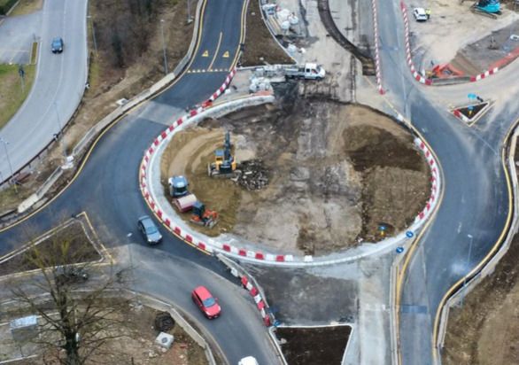 Foto d'archivio del cantiere per la realizzazione della rotatoria della superstrada a Vergiate