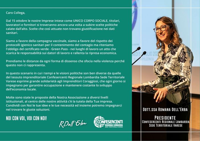 Confesercenti preoccupata sul Green Pass al lavoro: «Gli imprenditori costretti ancora a subire»