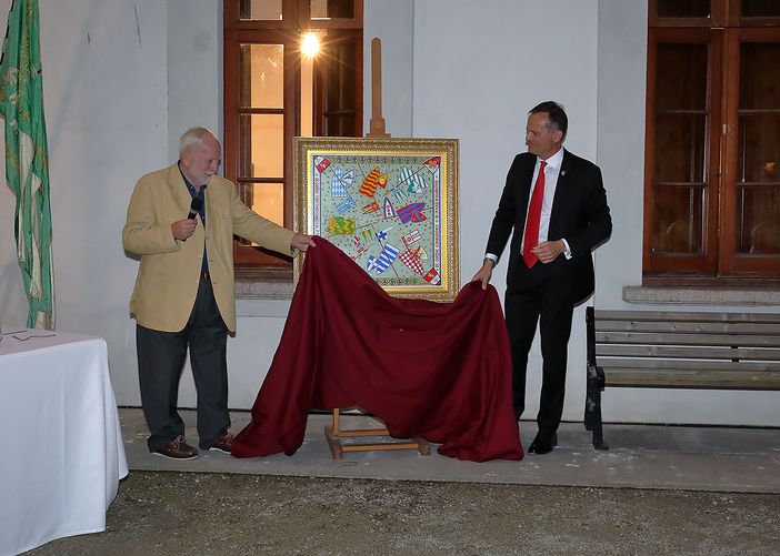 Il quadro donato al Collegio e riprodotto sui foulard artistici distribuiti ai partecipanti alla serata