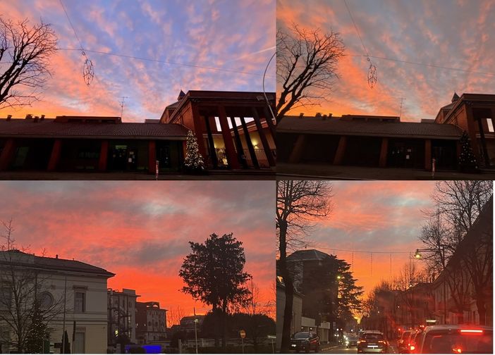 Sopra viale Alfieri con le luci accese e poi spente mentre le sfumature del cielo cambiano. Sotto via Da Giussano e viale Cadorna Sopra viale Alfieri con le luci accese e poi spente mentre le sfumature del cielo cambiano. Sotto via Da Giussano e viale Cadorna