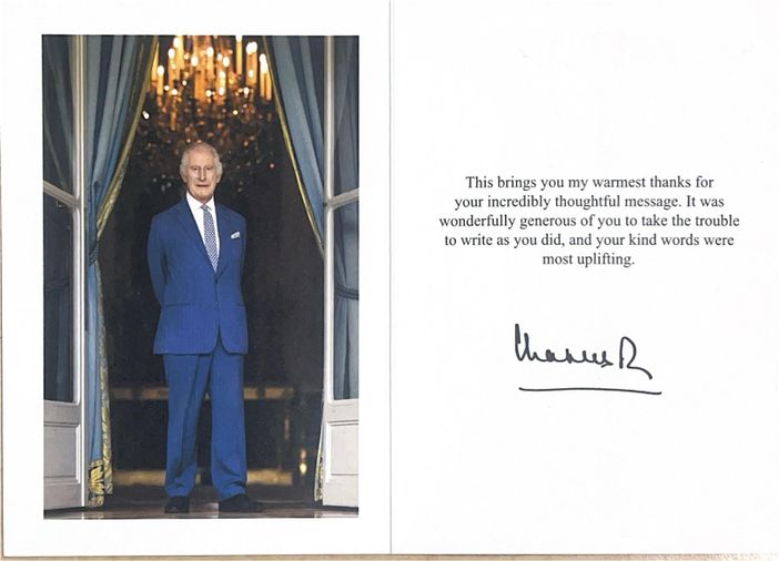 Re Carlo risponde ai soci della Fincopp di Marnate: «Grazie per le parole gentili»