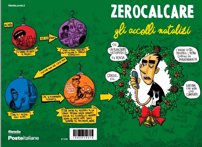 Poste: in provincia di Varese disponibile il biglietto di auguri disegnato da Zerocalcare