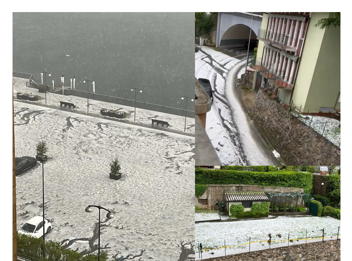 A Campione grandine e acqua impressionanti - foto per cortesia di Vittore De Carli