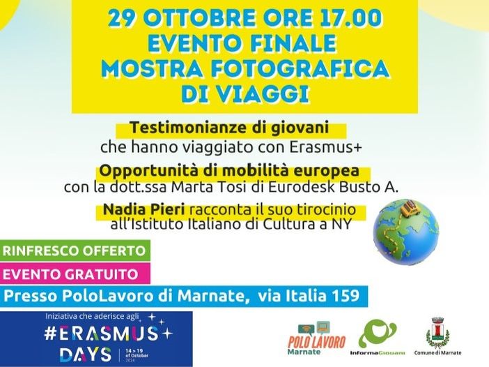 Al Polo Lavoro di Marnate una serata per conoscere meglio Erasmus+ Al Polo Lavoro di Marnate una serata per conoscere meglio Erasmus+