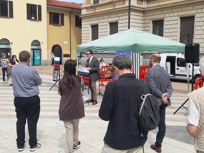 Samuele Genoni, presidente della Camera Penale di Busto, alla maratona oratoria di piazza San Giovanni