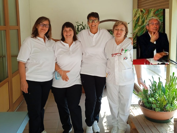 Le divise donate dagli Amici di Rossella con Gianni Maddaluno (nel riquadro). Sotto le foto anche di Rossella e Mary e di Gianni Gussoni