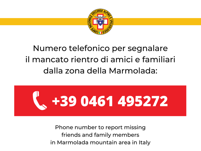 Sono 19 gli alpinisti dispersi sulla Marmolada. Gruppo montuoso chiuso, numero di telefono per l'emergenza Sono 19 gli alpinisti dispersi sulla Marmolada. Gruppo montuoso chiuso, numero di telefono per l'emergenza