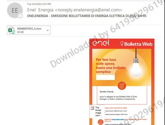 Il fac simile della finta mail di Enel utilizzata dai truffatori