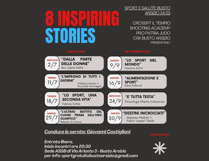 Al via «8 Inspiring Stories»: lo sport si fa racconto