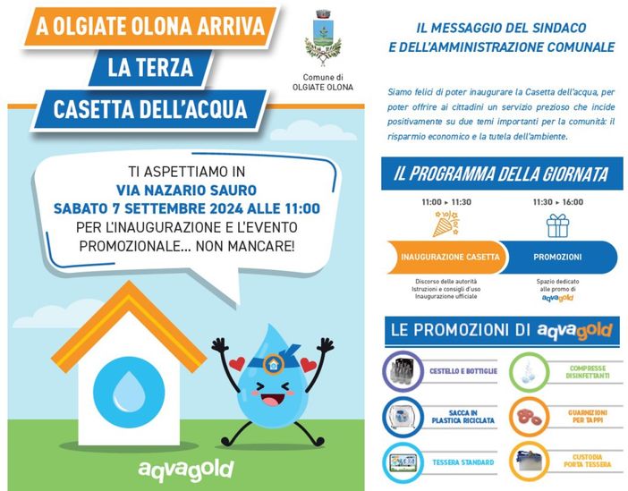 In centro a Olgiate arriva una casetta dell’acqua In centro a Olgiate arriva una casetta dell’acqua