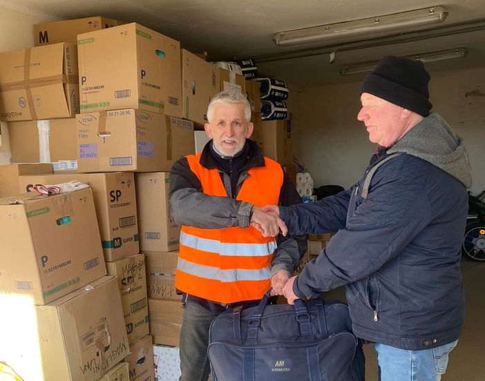 Silvano Ribolzi durante uno dei suoi viaggi della solidarietà in Ucraina