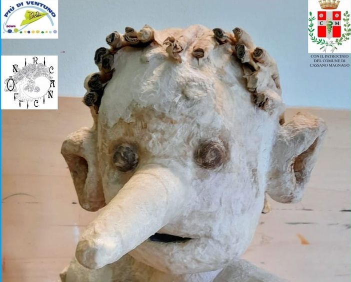 Il pinocchio tratto dal manifesto della mostra con i lavori di &quot;Più di 21&quot;. Locandina dello spettaolo in fondo all'articolo