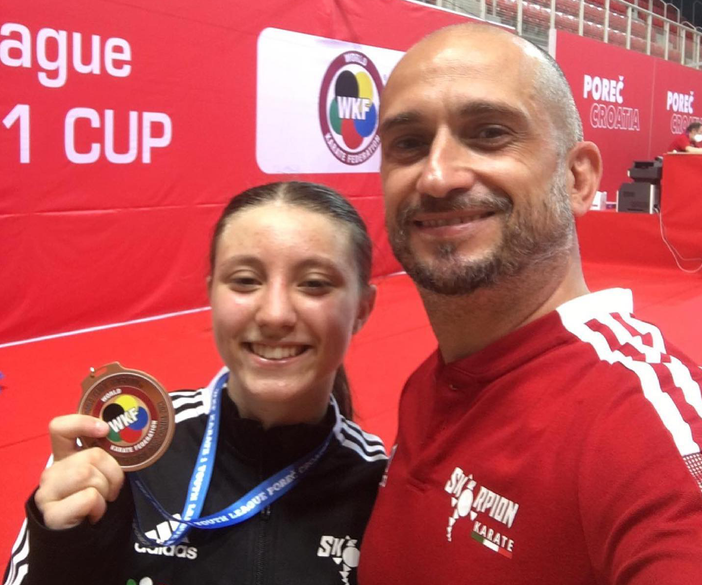 Roberta Dominici con papà Massimiliano: orgoglio suo e dell'Asd Skorpion Karate