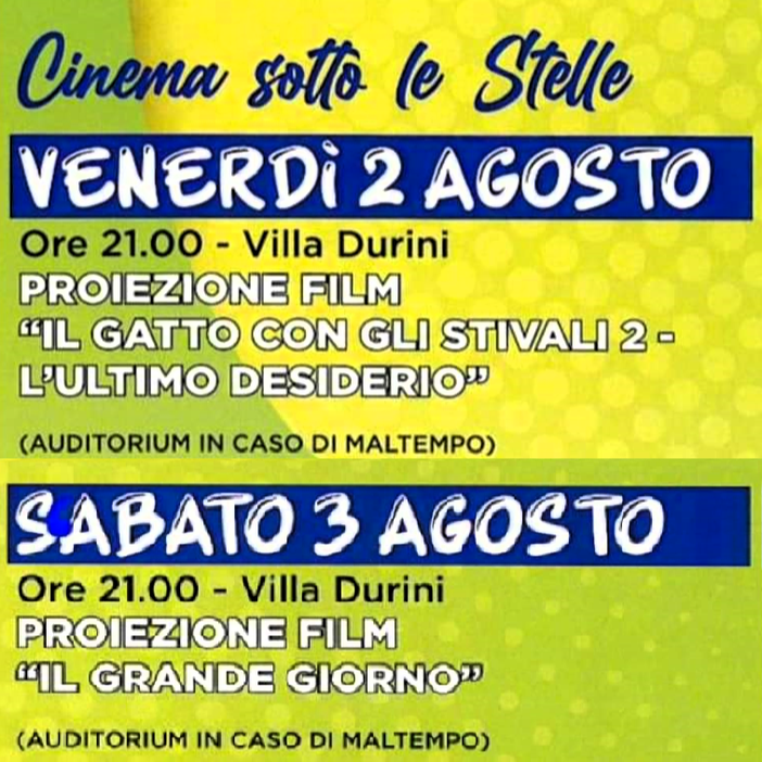 Gorla Minore: al parco di Villa Durini parte il “Cinema sotto le stelle” Gorla Minore: al parco di Villa Durini parte il “Cinema sotto le stelle”