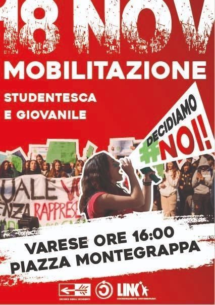18 novembre in piazza: «Sulla scuola a Varese #oradecidiamonoi» 18 novembre in piazza: «Sulla scuola a Varese #oradecidiamonoi»