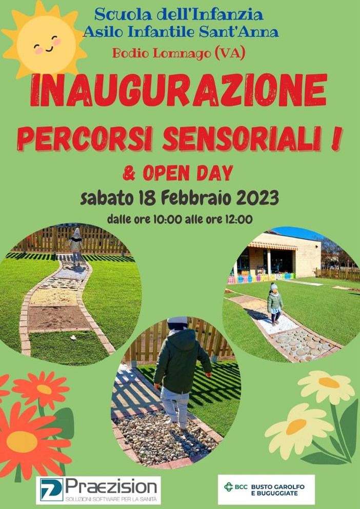Bodio Lomnago, sabato 18 febbraio l’Asilo infantile Sant’Anna inaugura i nuovi percorsi sensoriali Bodio Lomnago, sabato 18 febbraio l’Asilo infantile Sant’Anna inaugura i nuovi percorsi sensoriali