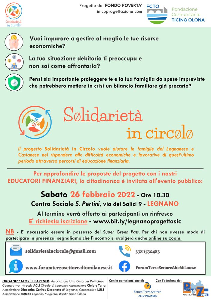 “Solidarietà in Circolo” a Legnano e Castano “Solidarietà in Circolo” a Legnano e Castano