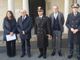 Il sindaco Antonelli con i rappresentanti di Prefettura e Forze dell'ordine. Sotto, il vertice in municipio