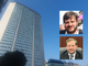 Palazzo Pirelli, sede del Consiglio regionale. Nei riquadri, Majorino (sopra) e Monti