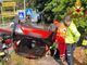 L'auto ribaltata in via Guido d'Arezzo a Varese