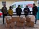 La consegna delle 15.000 mascherine. Da sinistra, Gianluca Albe', Elena Rivolta, Paolo Dragonetti, Dario Cosmotti, Daniele Barbone