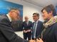 L'ad di Sea Brunini saluta la direttrice Confindustria Varese Pagani con il presidente Riccardo Grassi