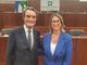 Romana Dell'Erba col governatore Attilio Fontana e, sotto, col presidente del Consiglio regionale Federico Romani