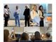 La visita negli spazi espositivi (foto per cortesia del Comune) e un momento della presentazione