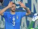 Gatti mentre si avvicina a Donnarumma nel secondo tempo e sotto accanto ad Abraham - foto dalla diretta Rai